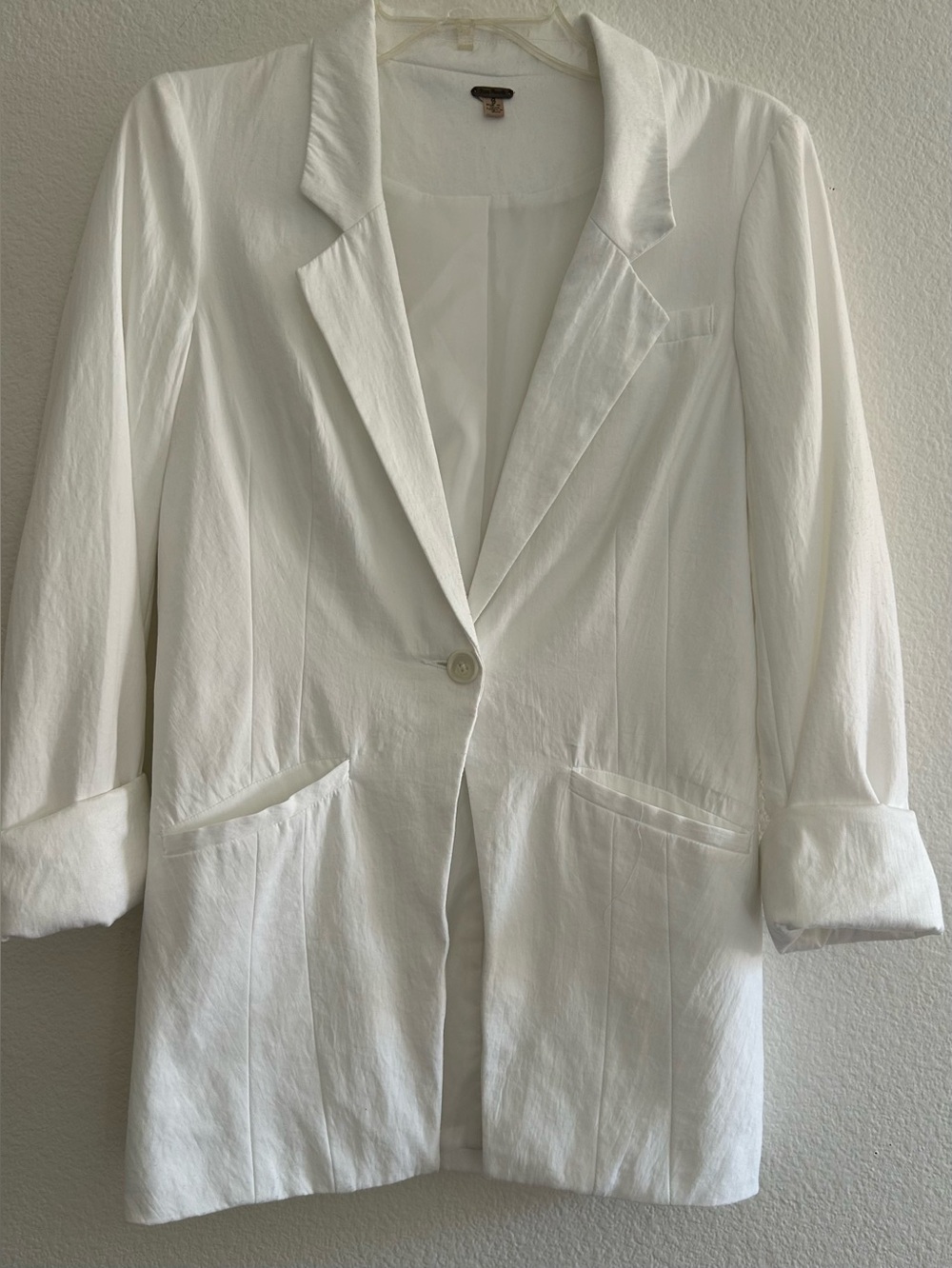 Free People White Single-Button Blazer